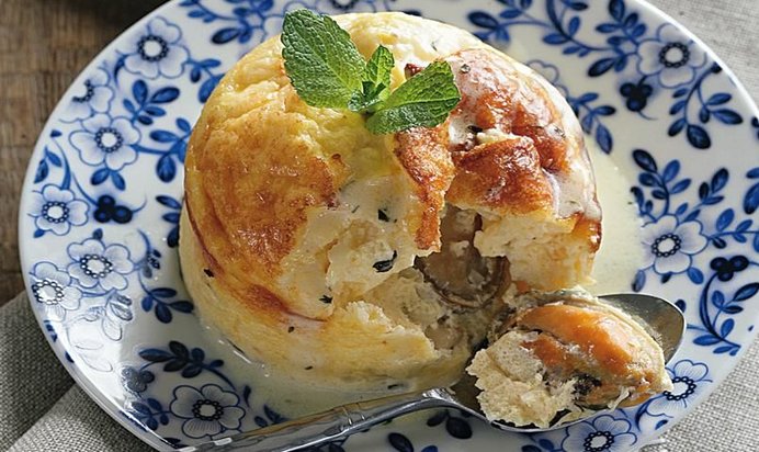 Запеканки с мидиями и мятой