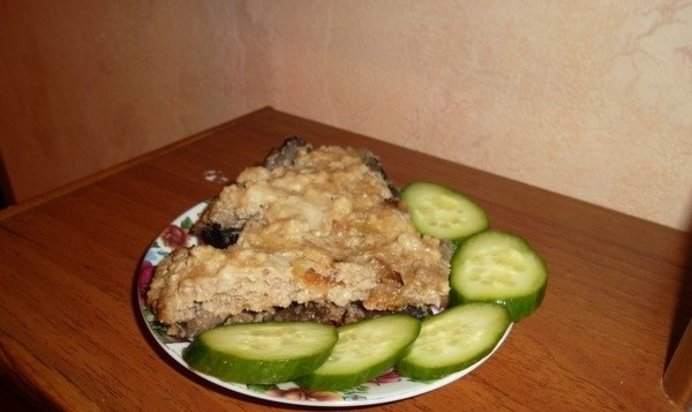 Запеканка с фаршем и грибами