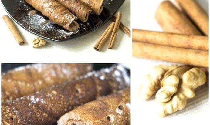 Ароматные ролл-блинчики с ореховой начинкой