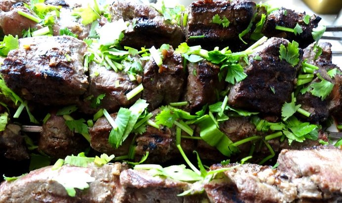 Шашлык из телячьей печени с коньяком