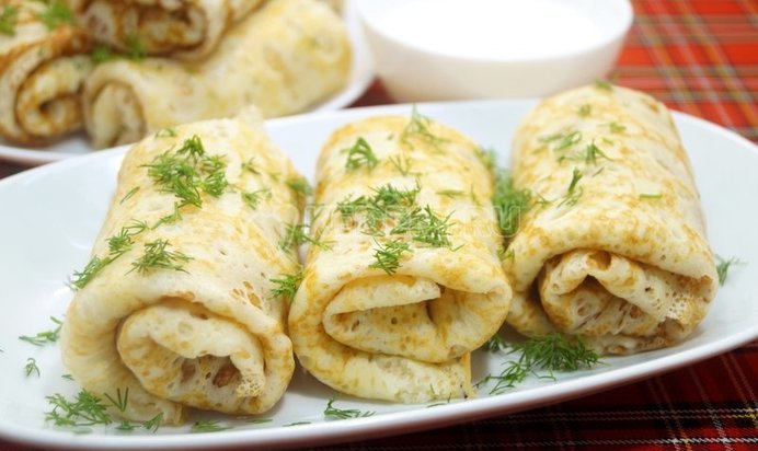 Ажурные блины с фаршем