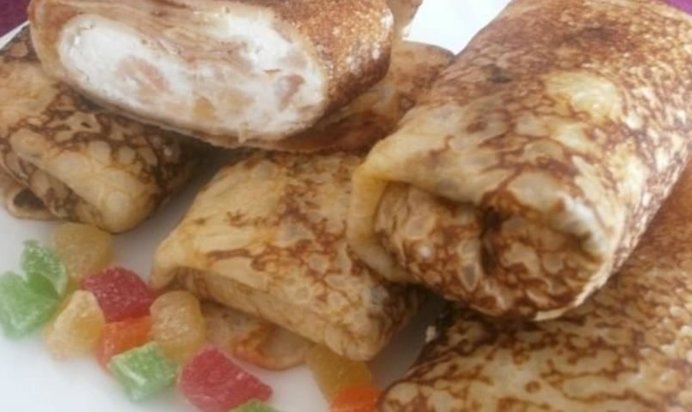 Блинчики с творожно-яблочной начинкой