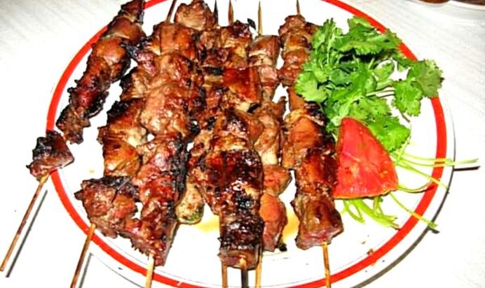 Шашлык из свиной печени