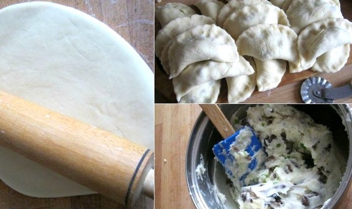 Вареники с картошкой, грибами и зеленью