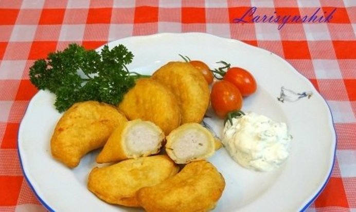 Вареники с курицей жареные
