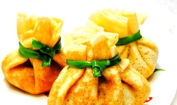 Фаршированные блинчики-мешочки