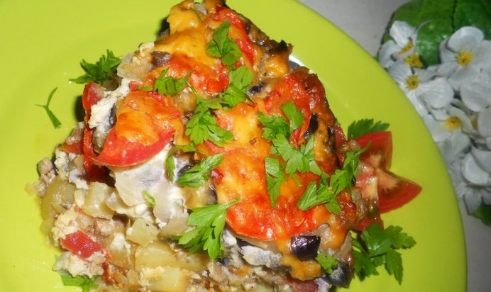 Запеканка с баклажанами и фаршем