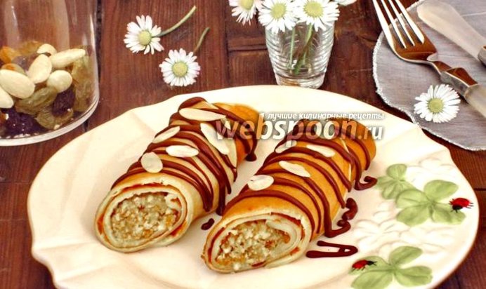 Блинчики на коньяке с ореховой начинкой