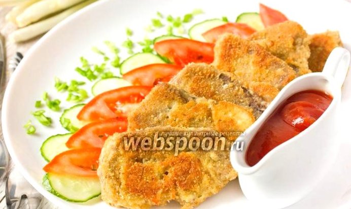 Свиной язык обжаренный в сухарях