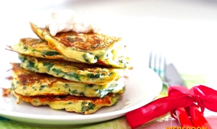 Оладьи со шпинатом и Горгонзолой