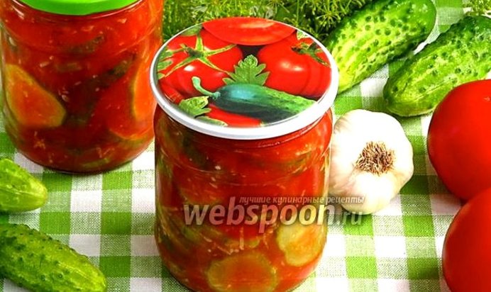 Салат из огурцов в томатно-чесночной заливке