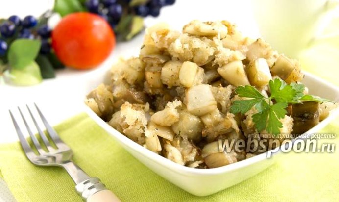 Белые баклажаны, жаренные с хлебными крошками