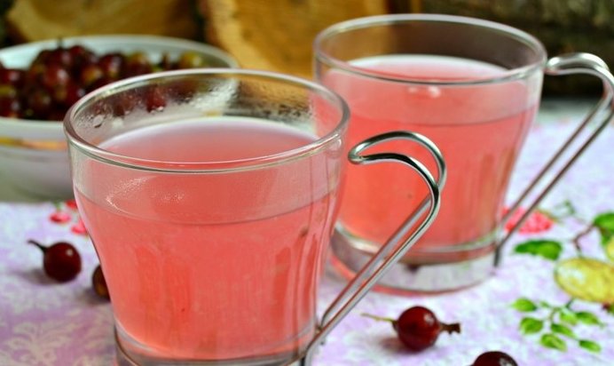 Кисель из розового крыжовника