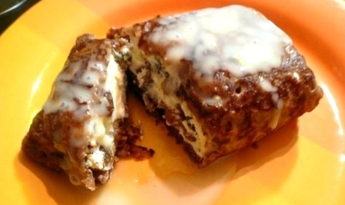 Шоколадные блинчики с творогом