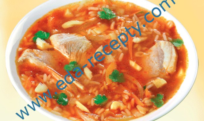 Куриный суп-харчо с ткемали