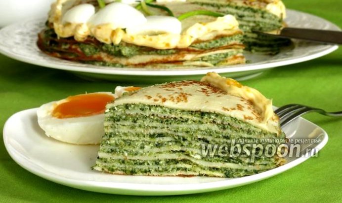 Блинный торт шпинатный