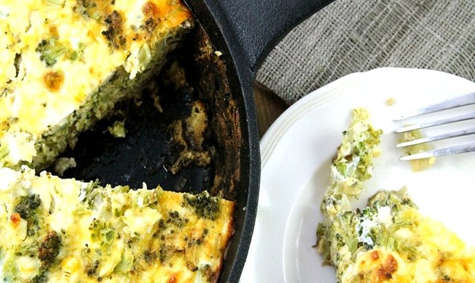 Запеканка с брокколи, и сыром, и грибами