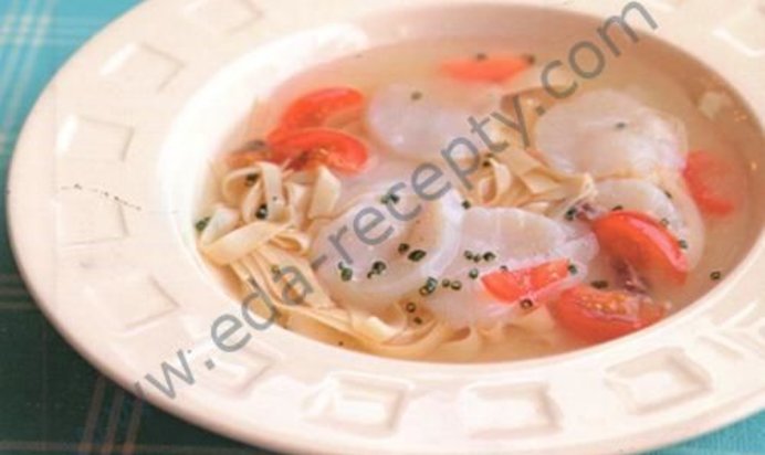 Суп из морских гребешков и тальолини по-неаполитански с гренками