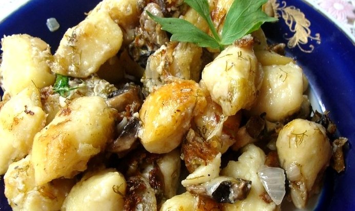 Ленивые картофельные вареники с грибами