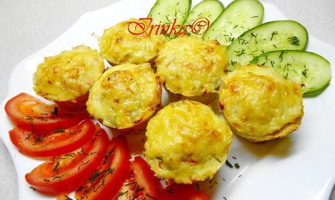 Мини-запеканки из куриного филе с творогом