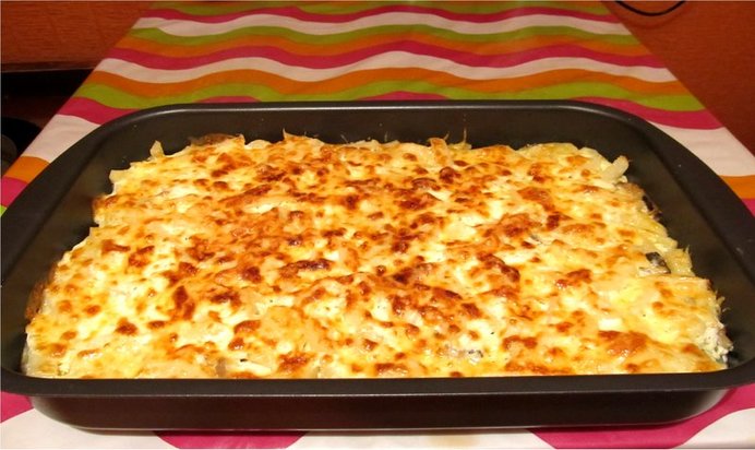 Запеканка из кабачков с грибами