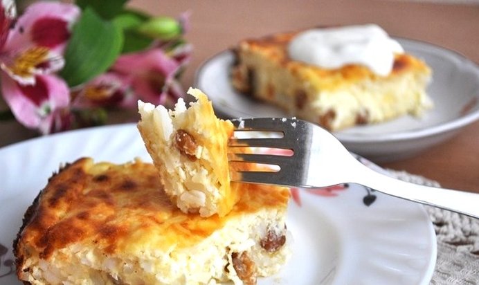 Творожная запеканка с рисом в духовке