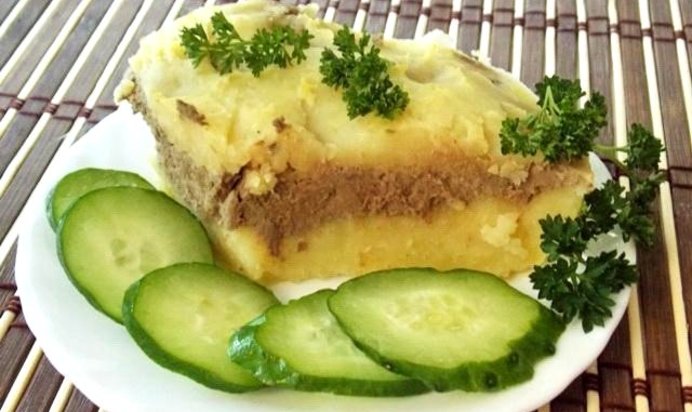 Запеканка из куриной печени и картофеля