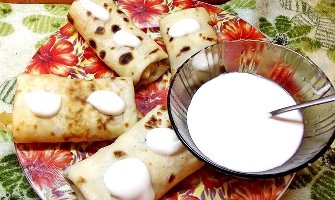 Блинчики с паштетом из курицы