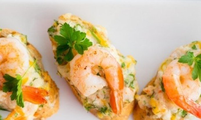 Гренки с креветками