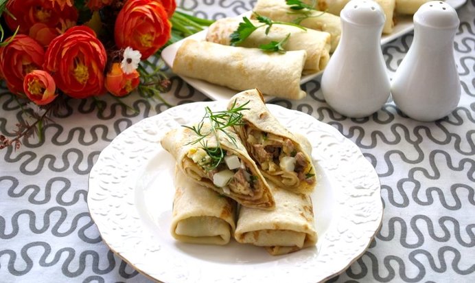 Блины с печенью трески