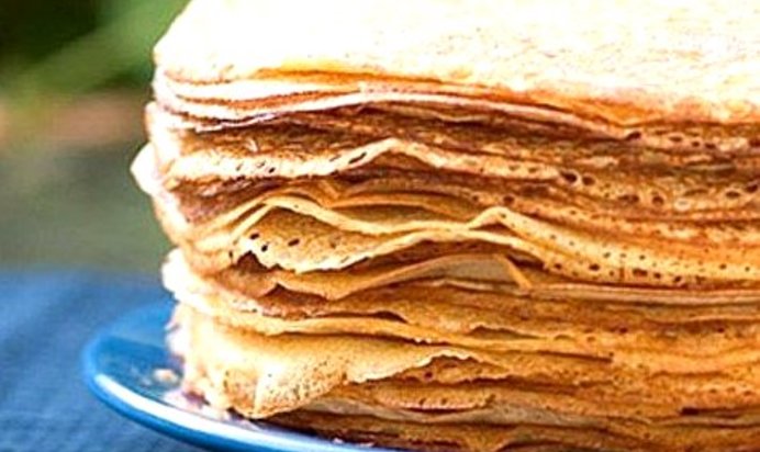 Блины тонкие на кипятке и молоке