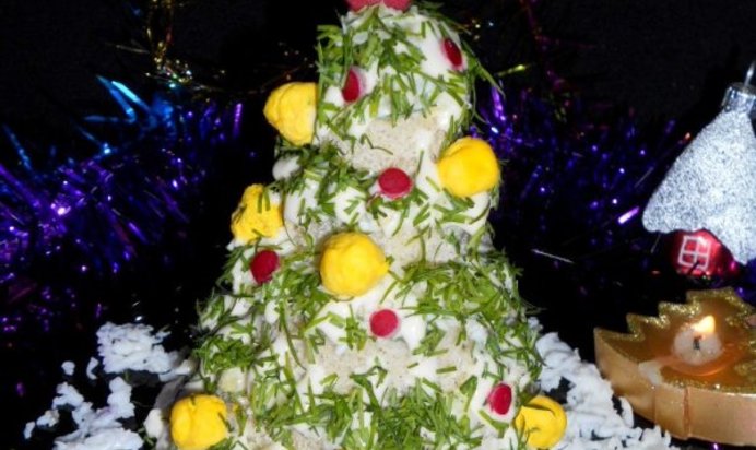 Новогодняя елочка из бутербродов