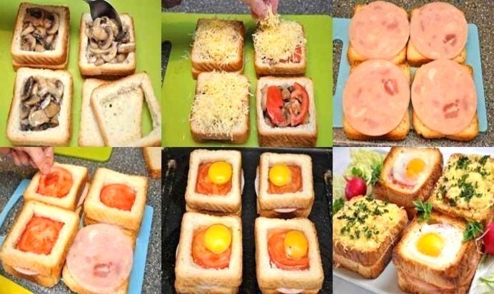 Бутерброды с ветчиной и яйцом к завтраку