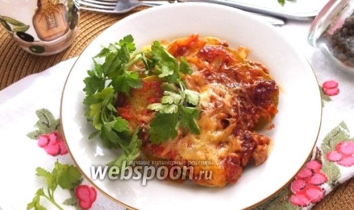 Запеканка из кабачков с фаршем из индейки