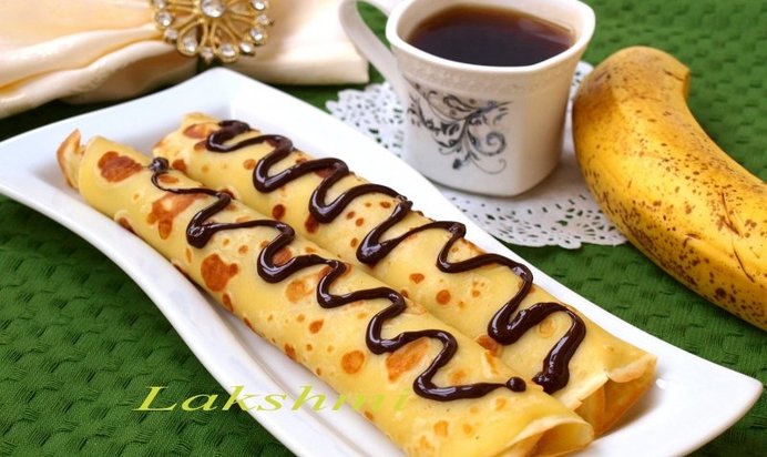 Блинчики фаршированные бананом