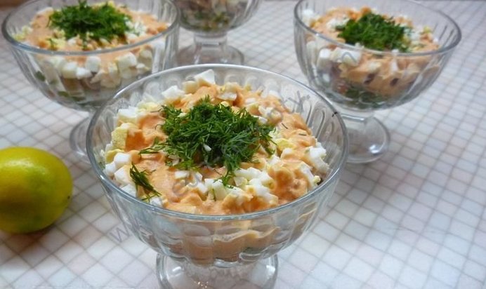 Салат из печени минтая