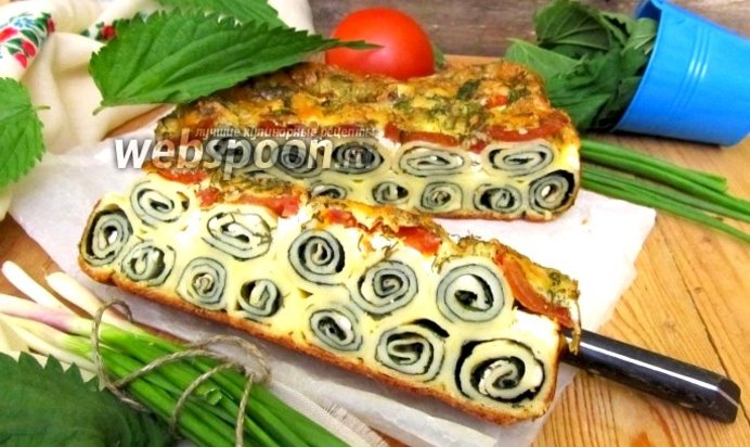 Блинная запеканка с крапивой