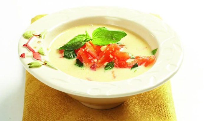 Сырный суп с помидорами