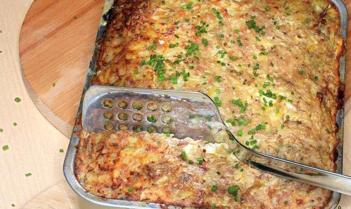 Картофельная запеканка с говядиной и анчоусами