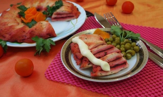 Куриный кекс-суфле с прослойкой