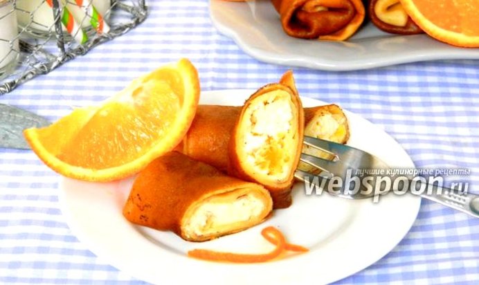 Апельсиновые блины с творогом