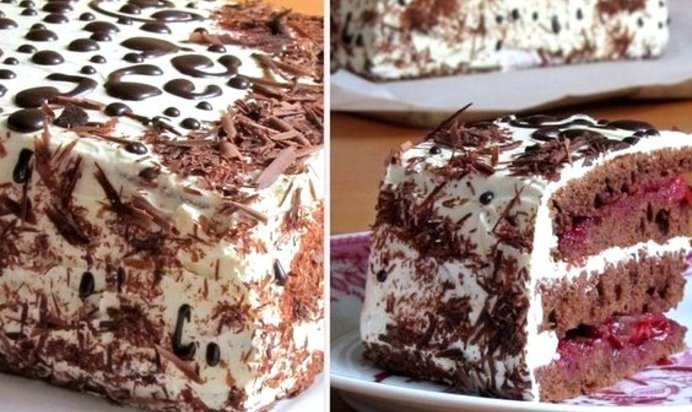 Шоколадный торт с вишневой прослойкой