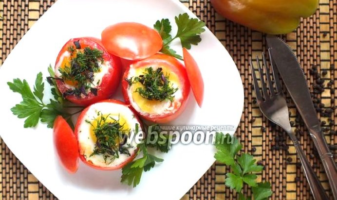 Яичница в помидоре в микроволновке