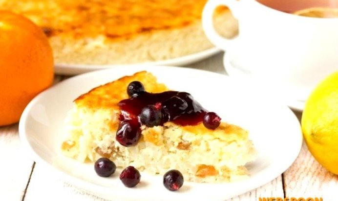 Творожно-рисовая запеканка с изюмом
