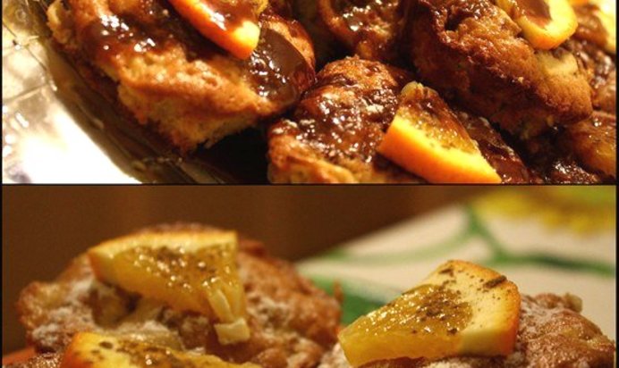 Бисквитные кексы с яблоками и шоколадным кремом