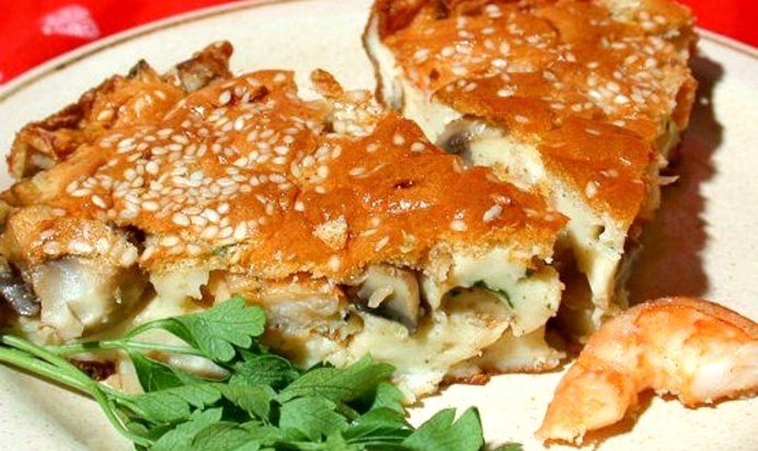 Клафути из креветок с грибами