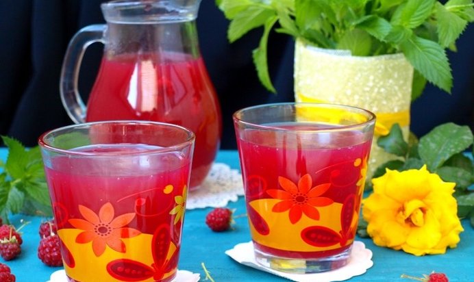 Малиновый кисель с мятой