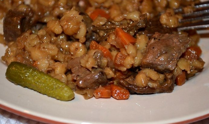Каша перловая с говядиной