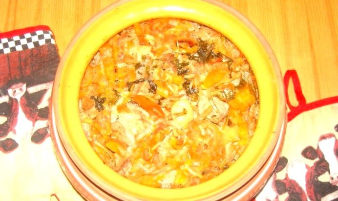 Гречка с мясом в горшочке