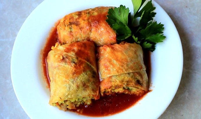 Постные голубцы с шампиньонами